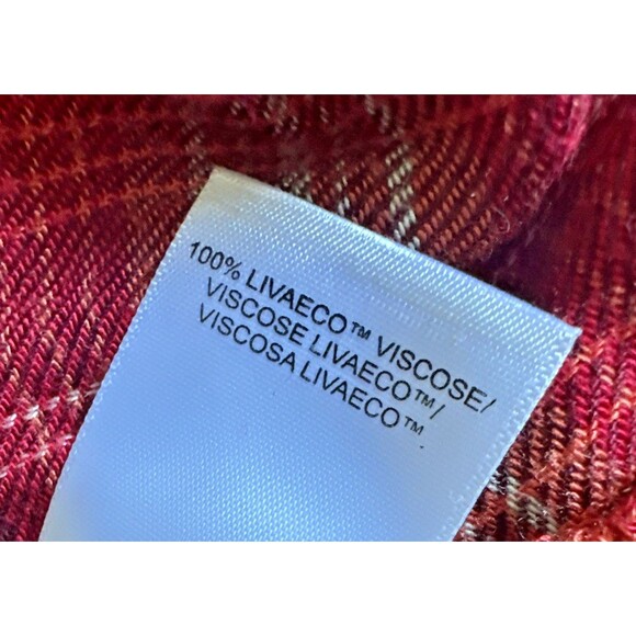 Lucky Brand Women's Cloud Soft Plaid Relaxed Boyfriend Button down Shirt Red XS - Picture 9 of 9